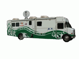 mobile banking vehicle with vsat antenna