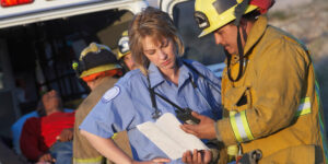 Firefighter and EMT coordinate communications