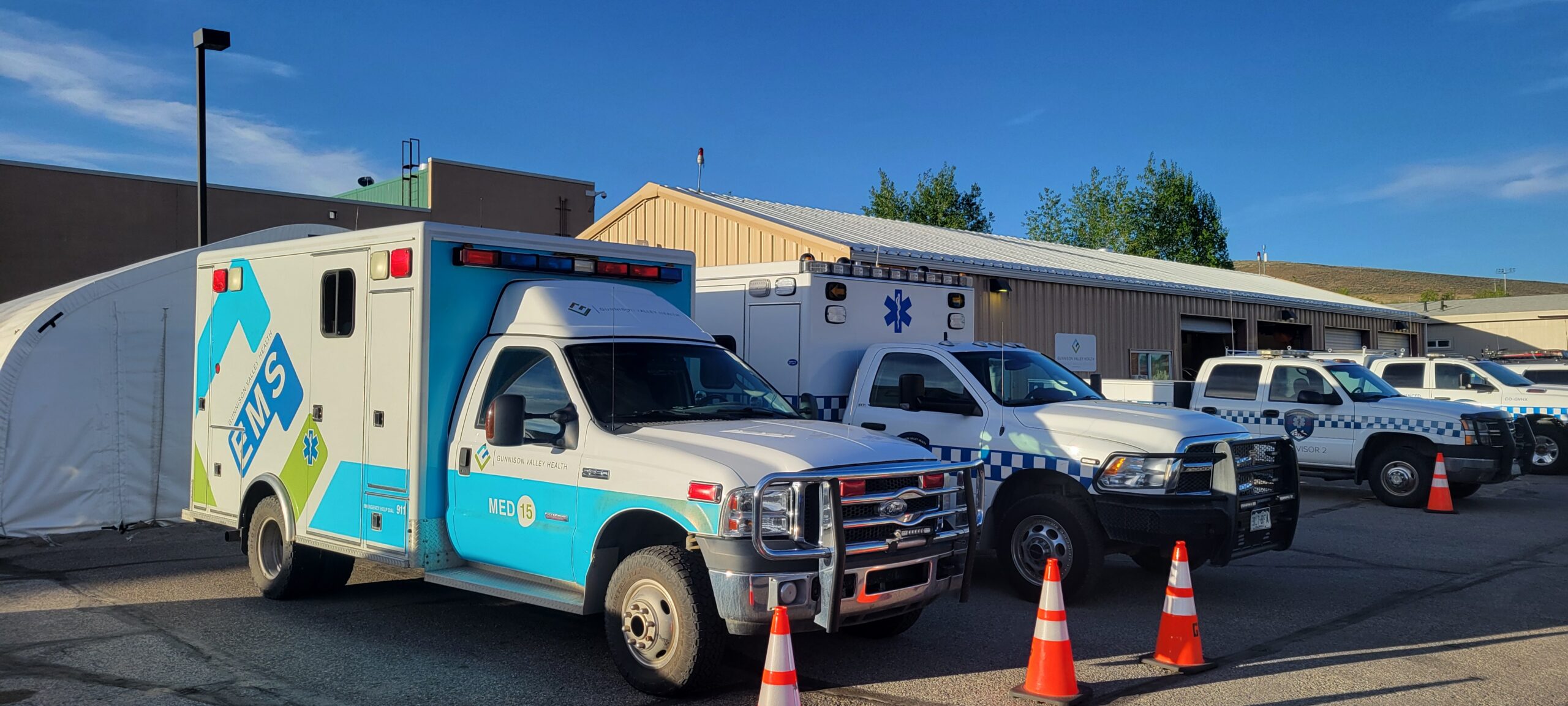 Ambulances parked ready for response