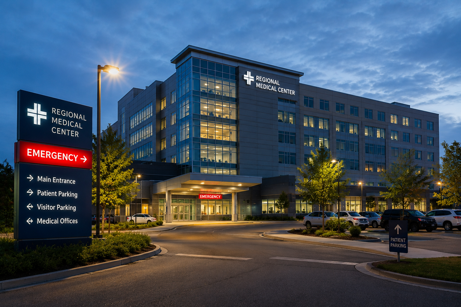 Hospital campus with reliable healthcare connectivity