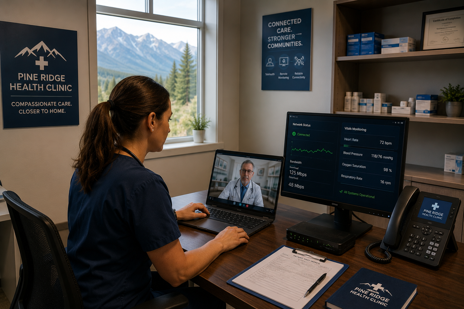 Remote healthcare clinic supported by reliable connectivity