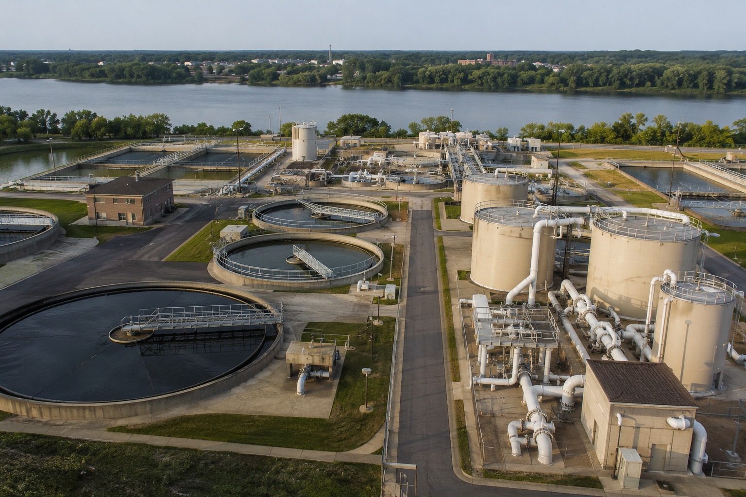Water utility treatment facility with connected systems