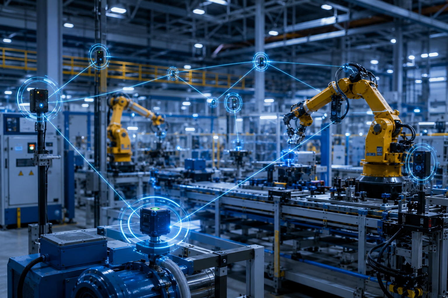 Industrial IoT sensors and connected factory equipment