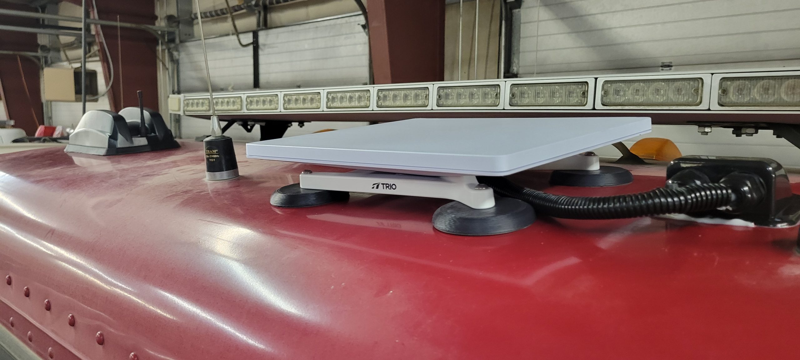 Low-profile Starlink terminal mounted flush on an ambulance roof