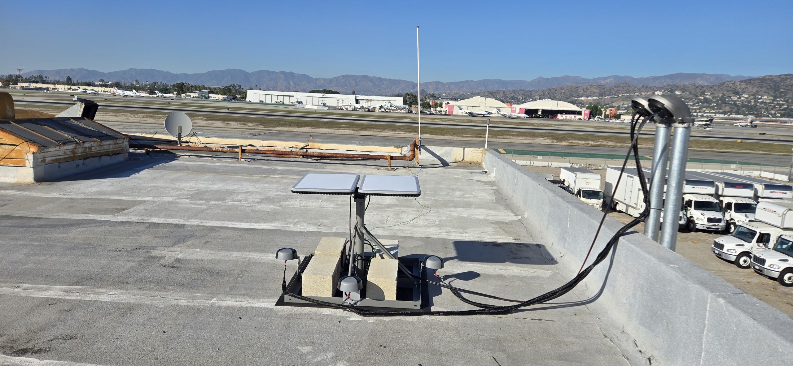 Public safety or critical infrastructure facility served by satellite connectivity